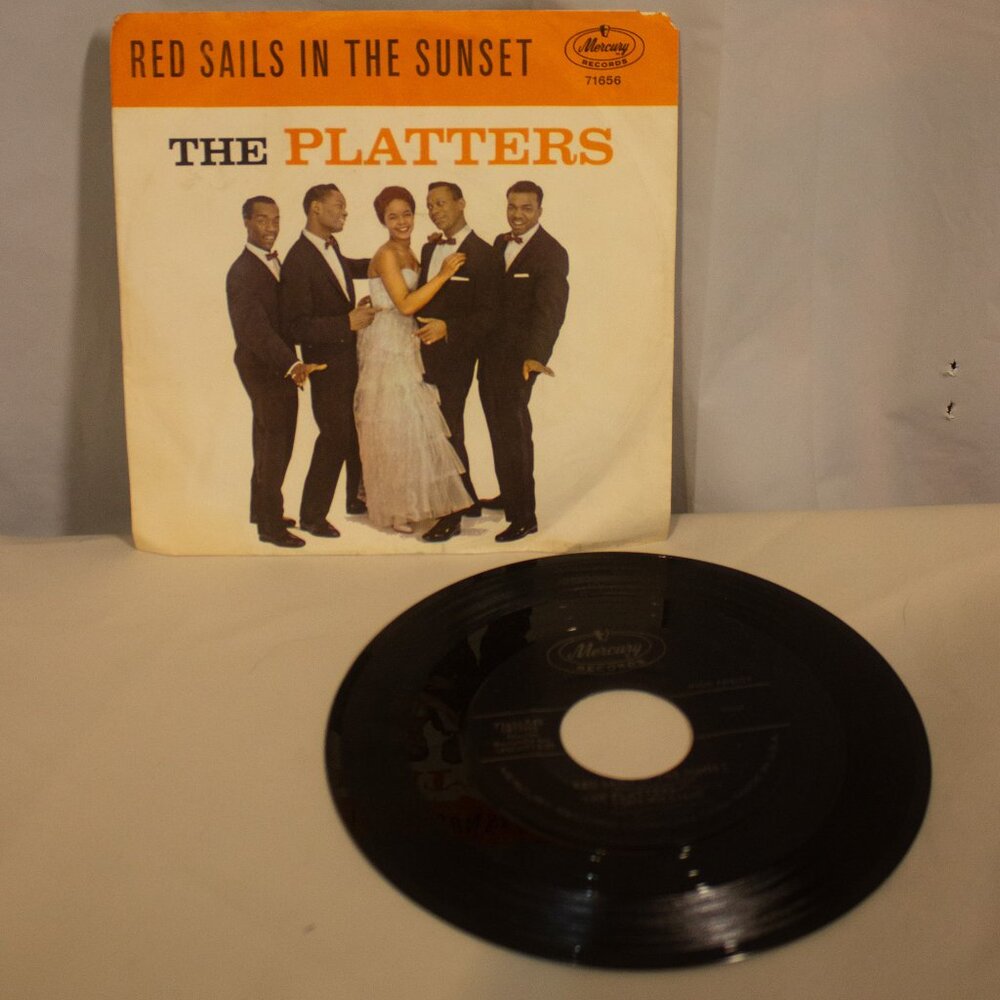 Vintage 45RPM Vinyl Record The Platters/Tony Williams "Red Sails in the Sunset"